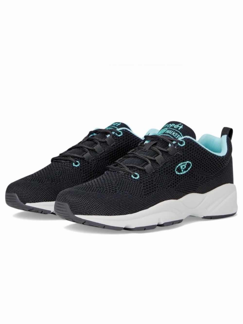 Propet Stability Fly Walking Shoes Sneakers Black Aqua Women 12 Narrow NEW